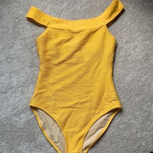 Old Navy Yellow Ribbed One Piece Swimsuit